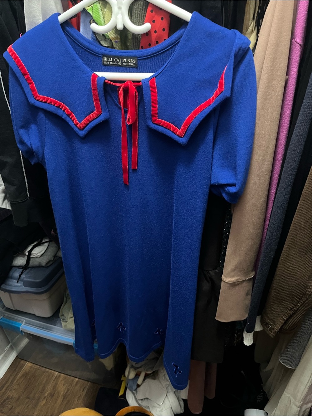 Hell Cat Punks Blue Sailor Dress “Villain” and Cross accents